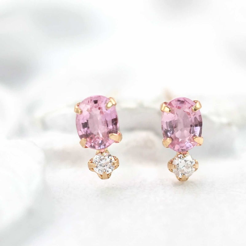K18PG ピンクサファイア＆ダイヤモンド ピアス  9月 誕生石_09