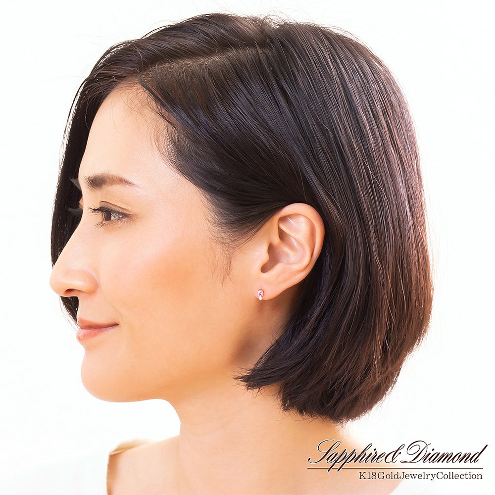 K18PG ピンクサファイア＆ダイヤモンド ピアス  9月 誕生石_10