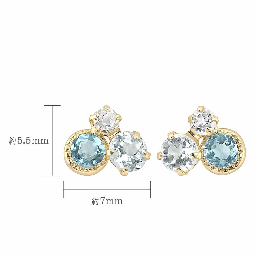 K18YG アクアマリン＆トパーズ ピアス  11月の誕生石_05