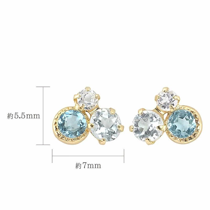 K18YG アクアマリン＆トパーズ ピアス  11月の誕生石_05