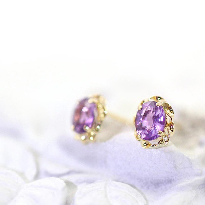 K18YG ヴァイオレットサファイア ピアス 9月誕生石_02
