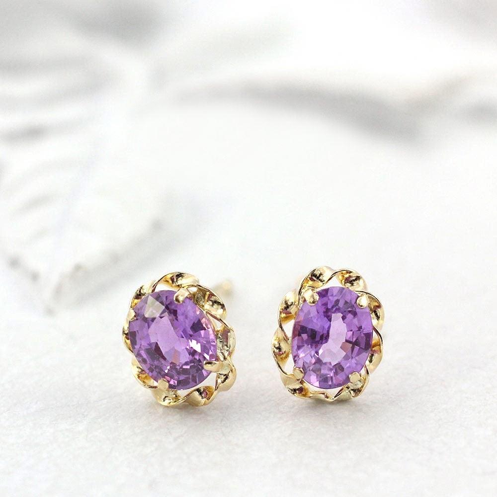 K18YG ヴァイオレットサファイア ピアス 9月誕生石_04