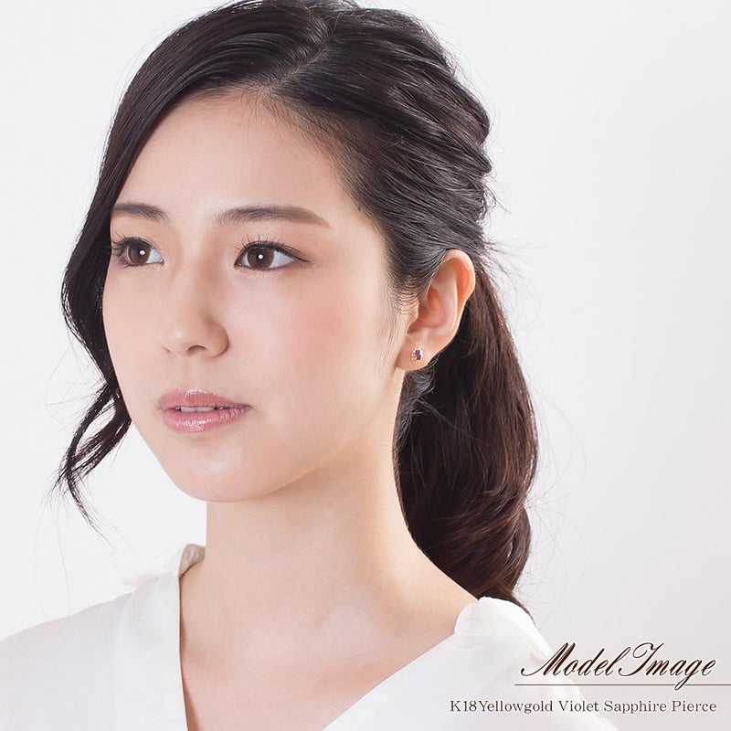 K18YG ヴァイオレットサファイア ピアス 9月誕生石_05