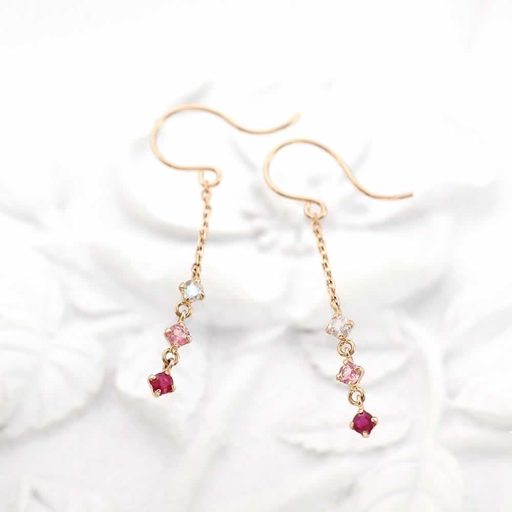 K18PG ルビー&ピンクトルマリン&ラブラドライト ロングピアス_02