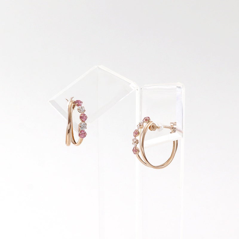 K18PG ピンクトルマリン フープピアス  10月 誕生石_03