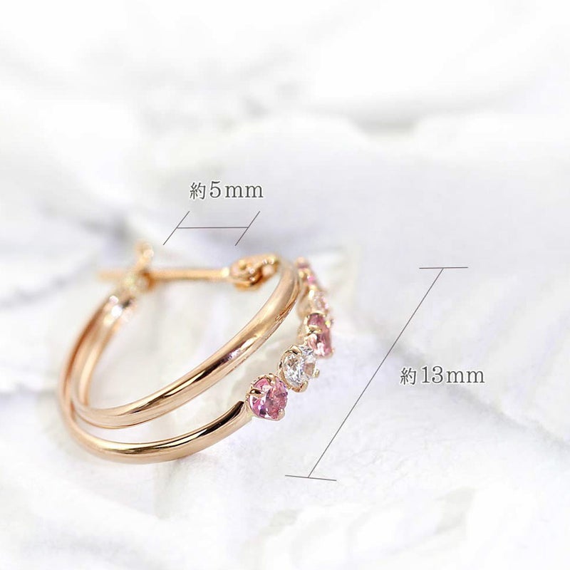 K18PG ピンクトルマリン フープピアス  10月 誕生石_04