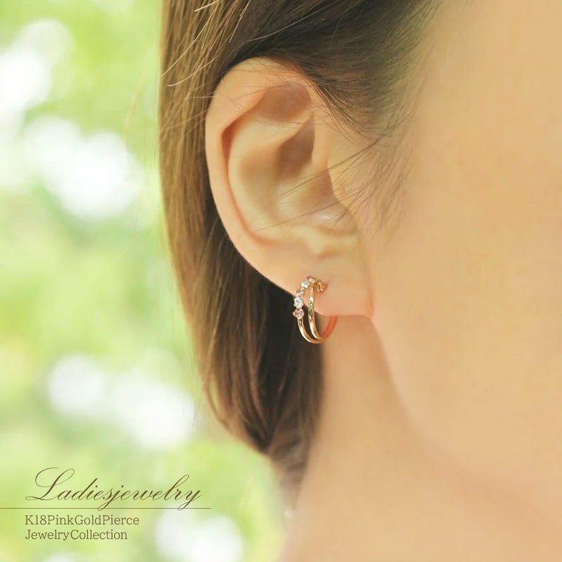 K18PG ピンクトルマリン フープピアス  10月 誕生石_09
