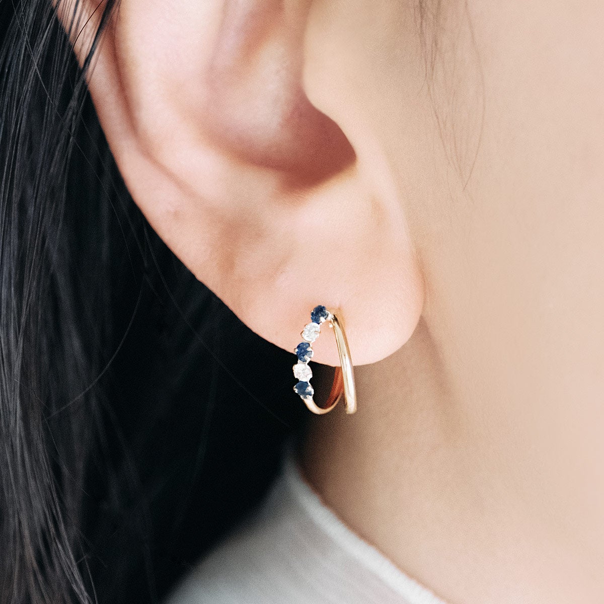 K18YG サファイア フープピアス 9月の誕生石_05