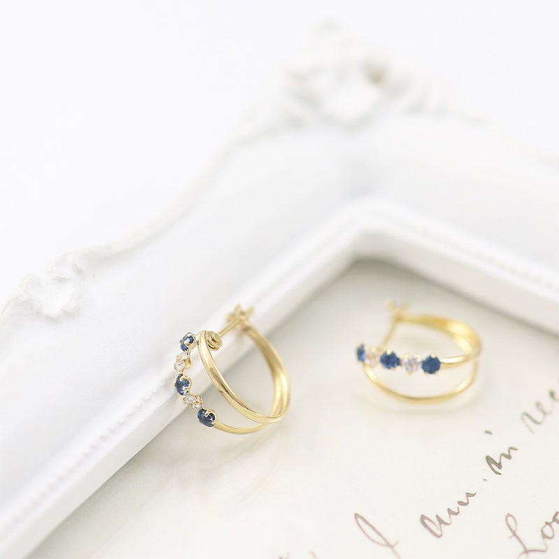 K18YG サファイア フープピアス 9月の誕生石_10