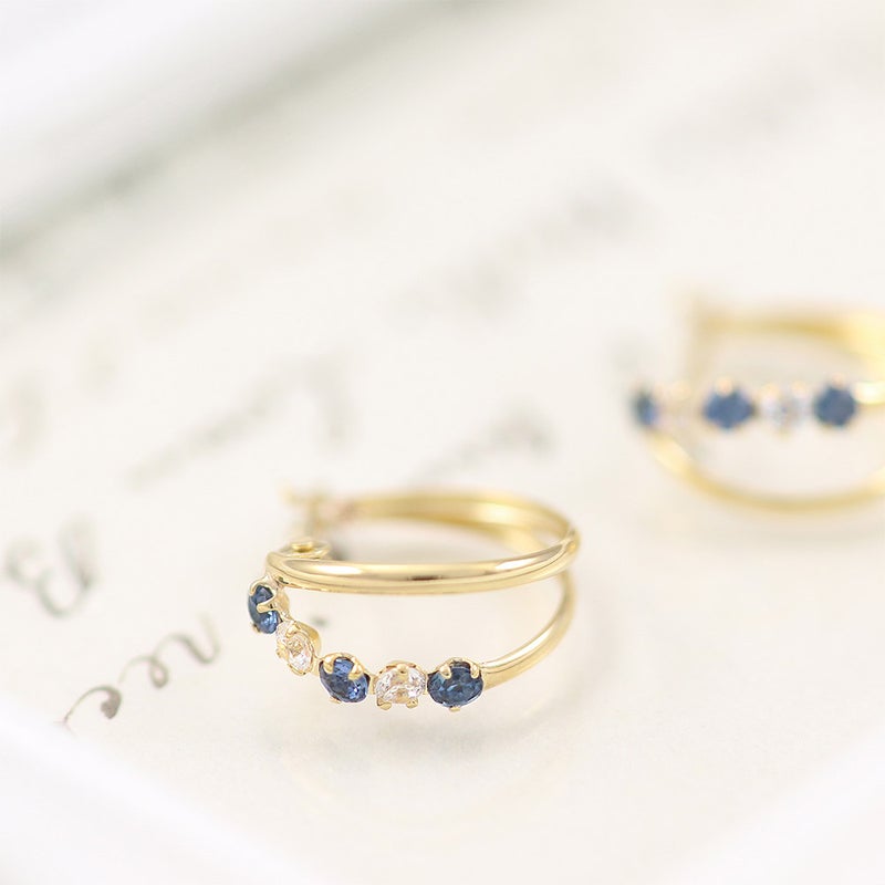 K18YG サファイア フープピアス 9月の誕生石_12