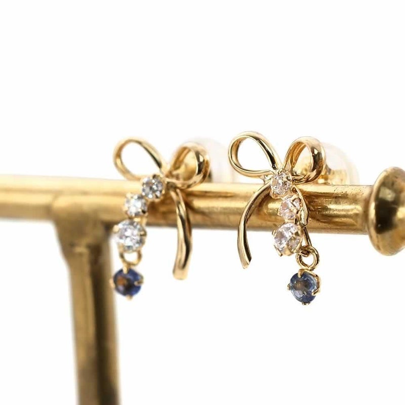 K18YG サファイア リボン ピアス 9月の誕生石_02