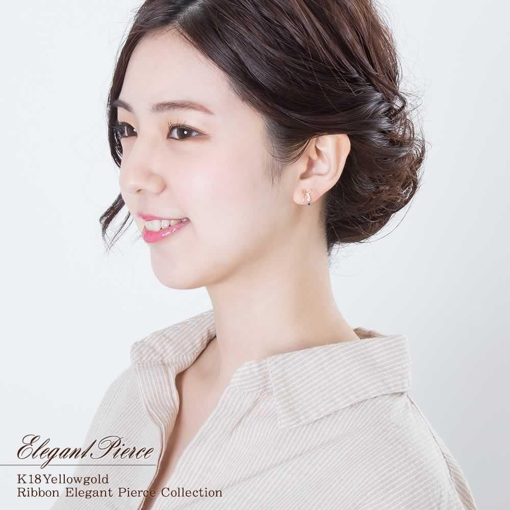 K18YG サファイア リボン ピアス 9月の誕生石_04