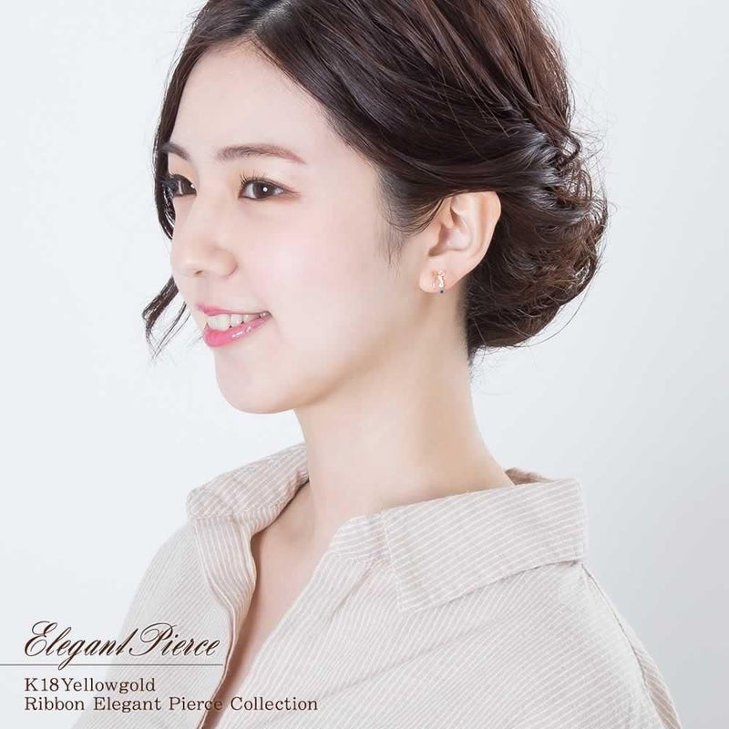 K18YG サファイア リボン ピアス 9月の誕生石_04