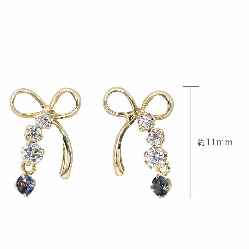 K18YG サファイア リボン ピアス 9月の誕生石_05