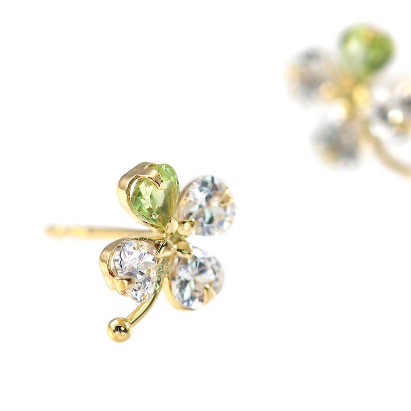 K18YG ペリドット 四つ葉 ピアス_04