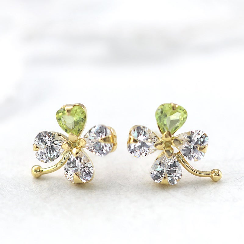 K18YG ペリドット 四つ葉 ピアス_10