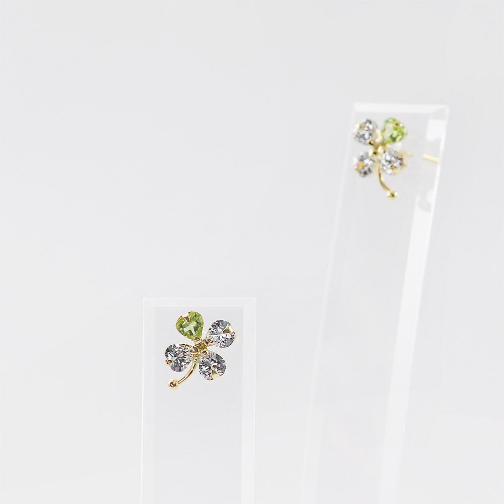 K18YG ペリドット 四つ葉 ピアス_11