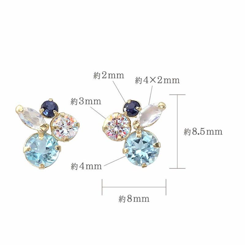 K18YG サファイア&ブルートパーズ&ラブラドライト ピアス 9月誕生石_05