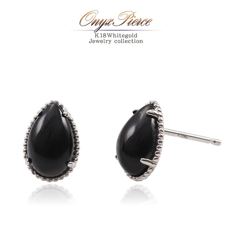 K18WG オニキス ピアス_01