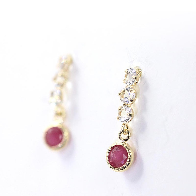 K18YG ルビー＆ホワイトトパーズ ピアス 11月の誕生石_03