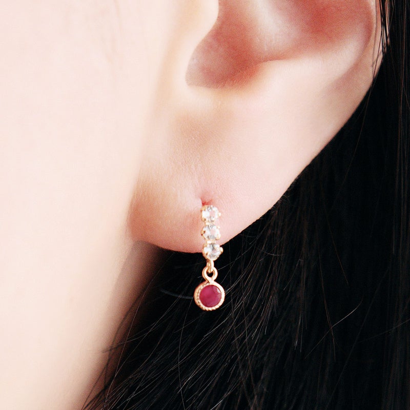 K18YG ルビー＆ホワイトトパーズ ピアス 11月の誕生石_04