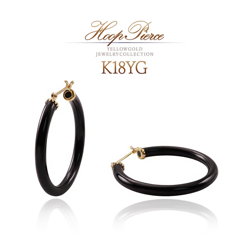K18YG オニキス フープピアス_01