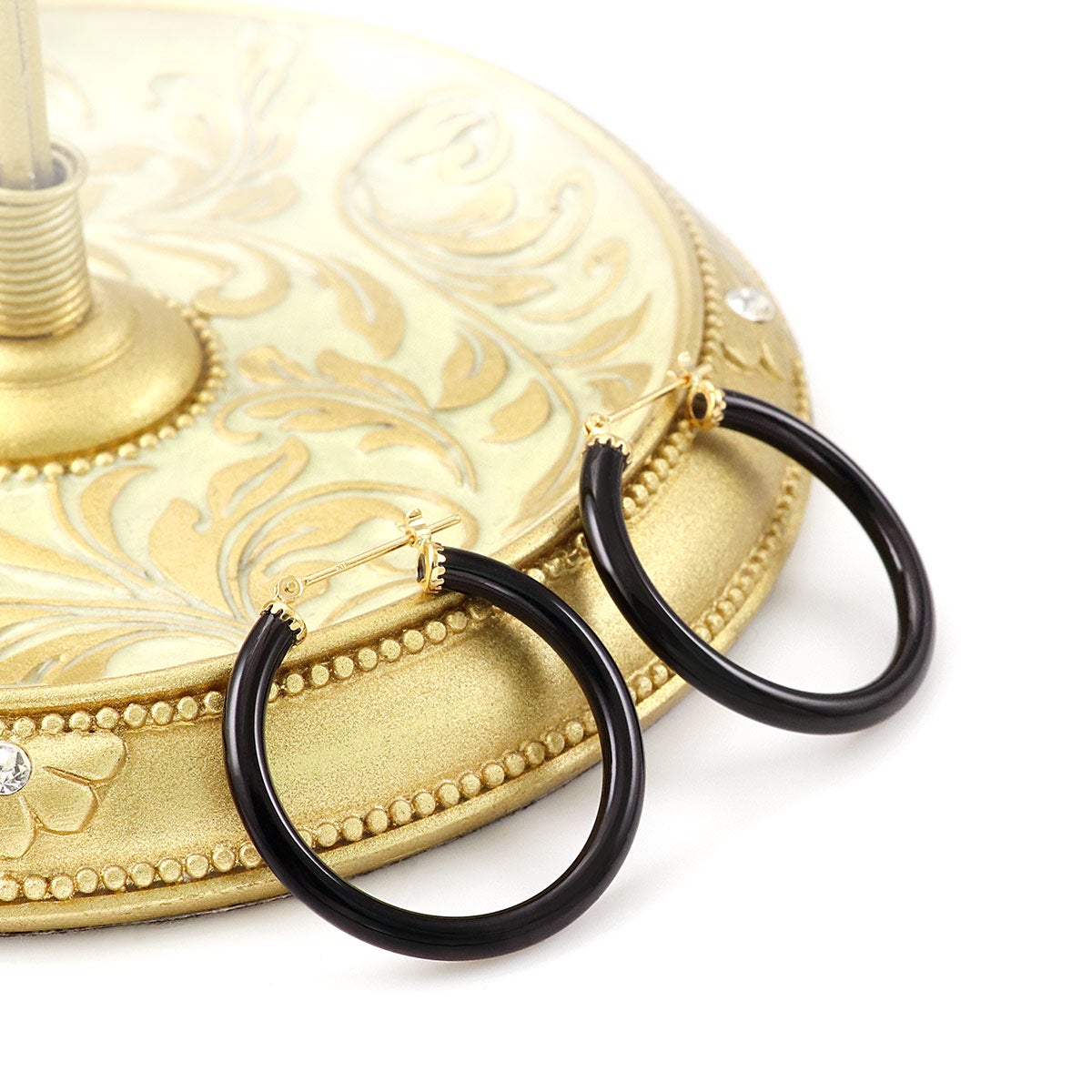 K18YG オニキス フープピアス_02