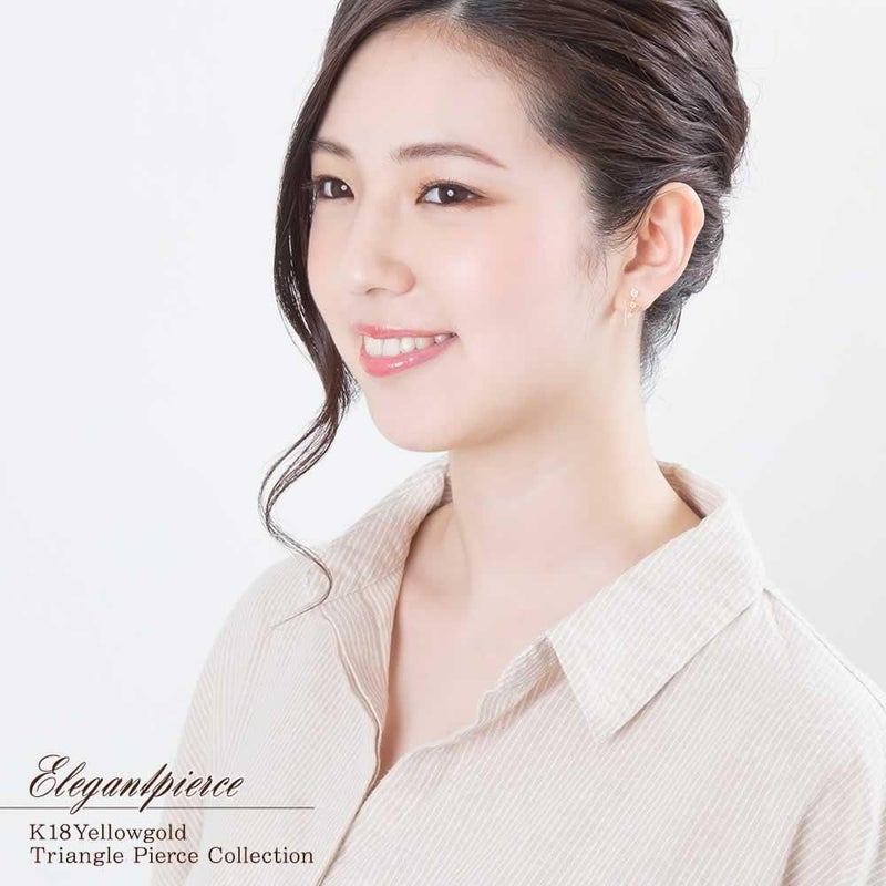 K18YG ホワイトトパーズ トライアングルピアス 11月の誕生石_04