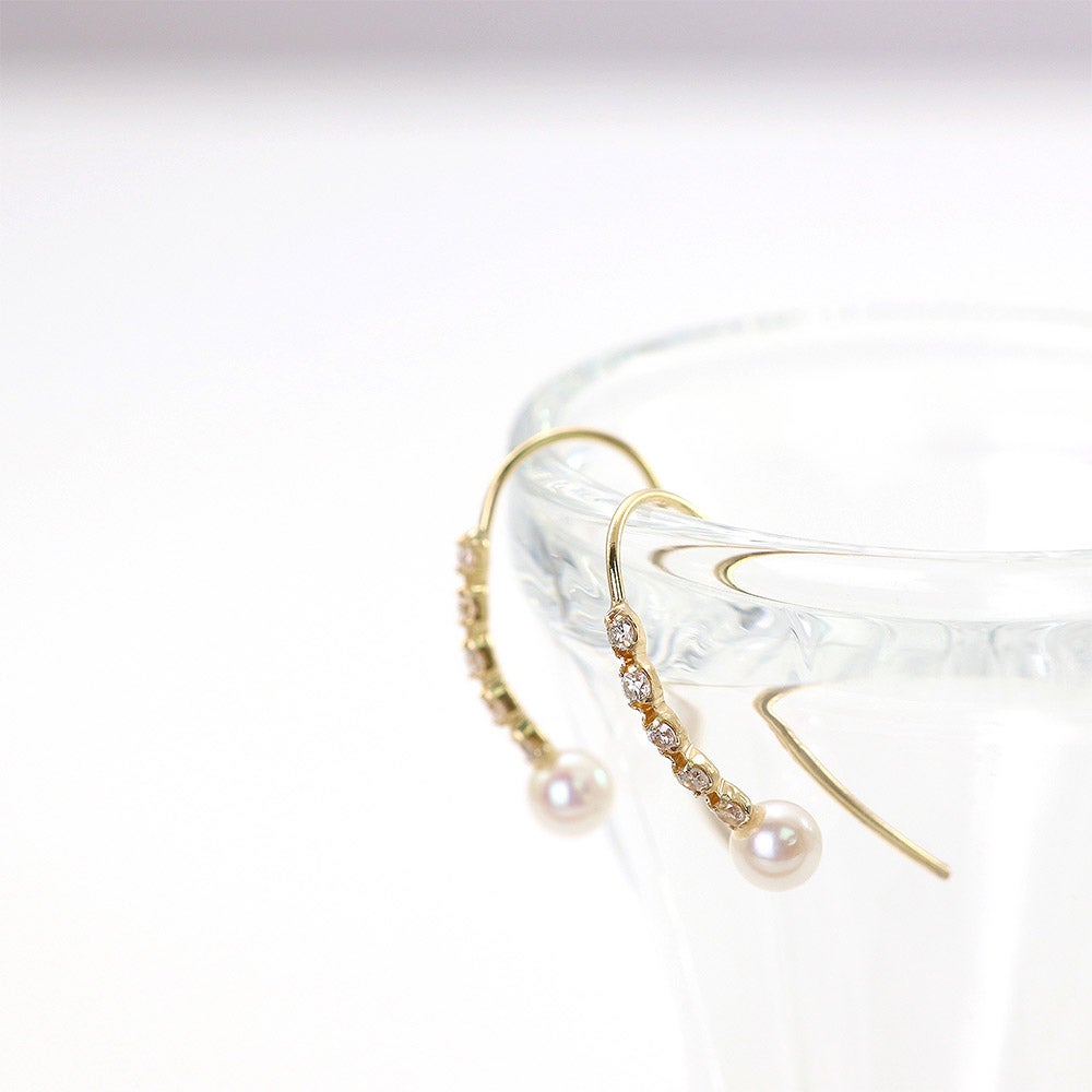 K18YG ダイヤモンド＆アコヤ真珠 ピアス_02