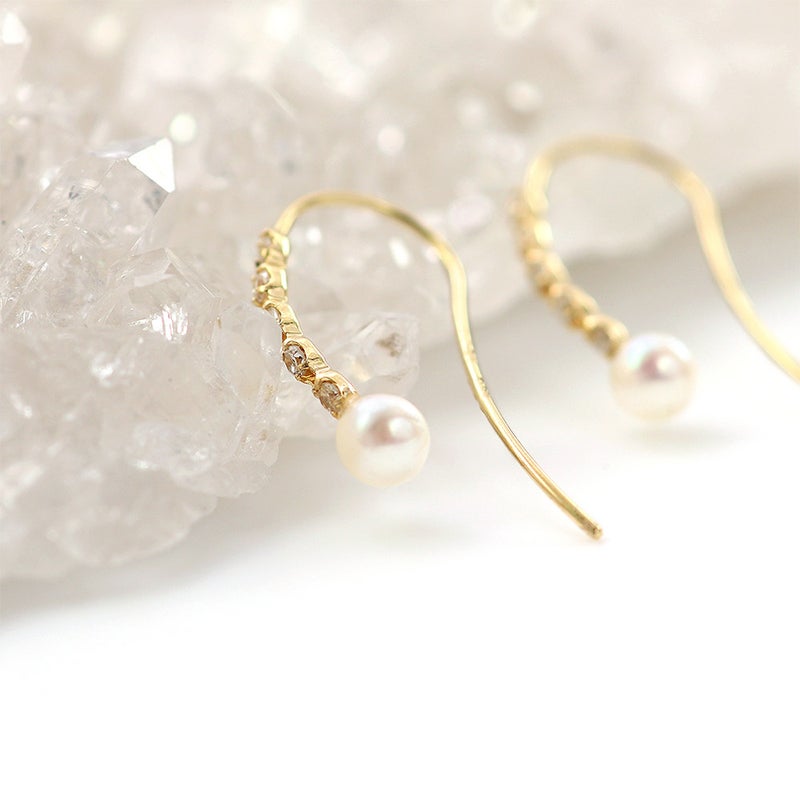 K18YG ダイヤモンド＆アコヤ真珠 ピアス_04