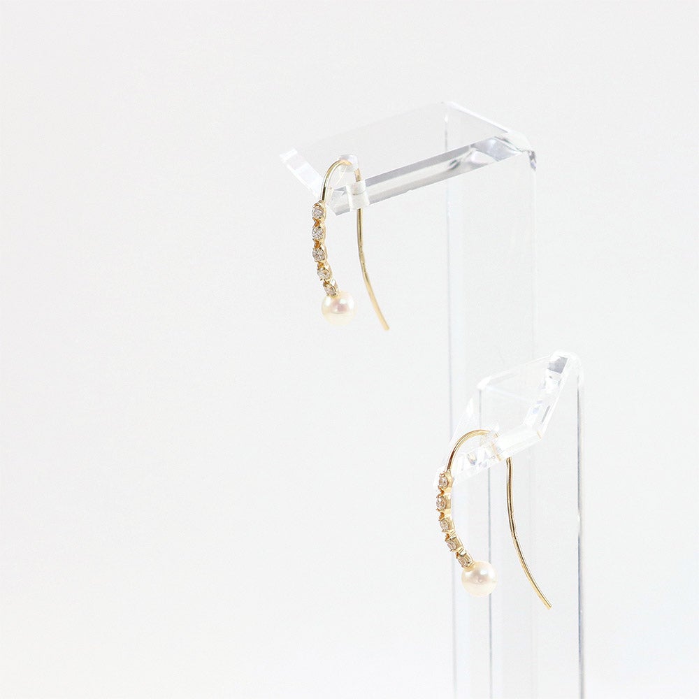 K18YG ダイヤモンド＆アコヤ真珠 ピアス_09