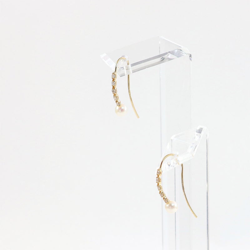 K18YG ダイヤモンド＆アコヤ真珠 ピアス_09