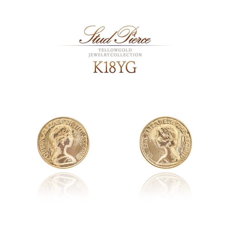 K18YG コインモチーフ ピアス_01