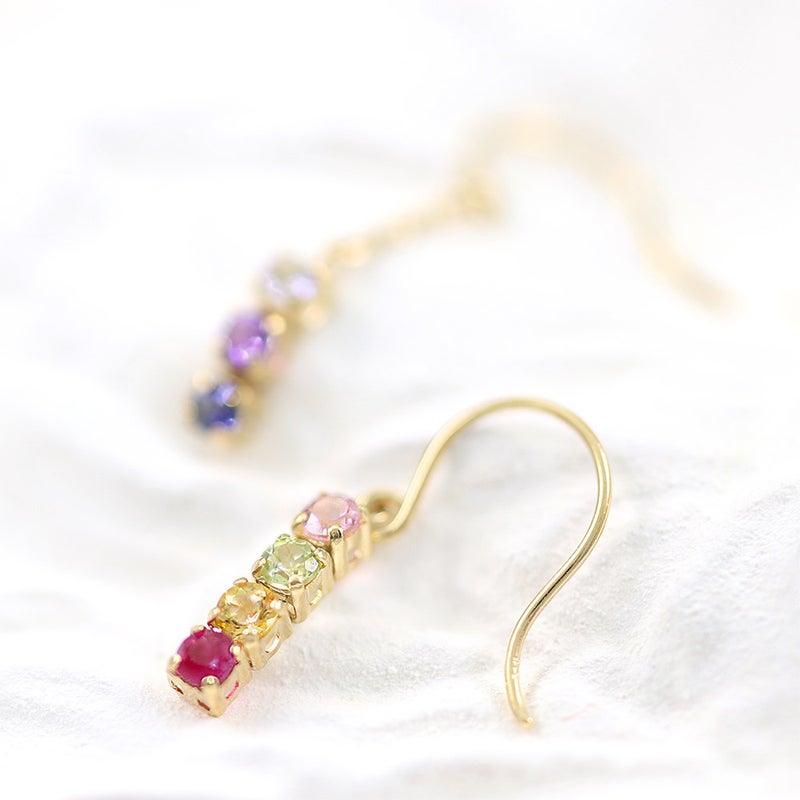 K18YG マルチストーン フックピアス_04