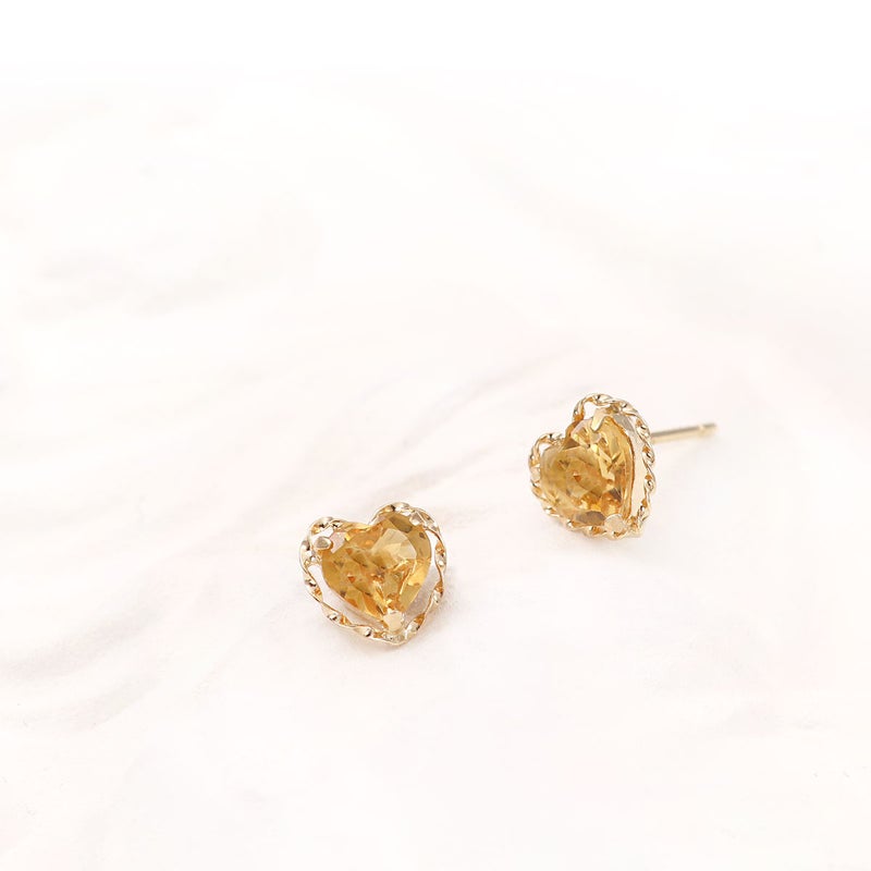 K18YG シトリン ハートピアス 11月誕生石_02