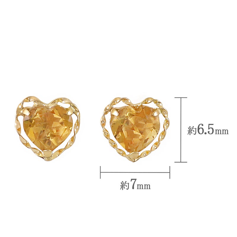 K18YG シトリン ハートピアス 11月誕生石_04