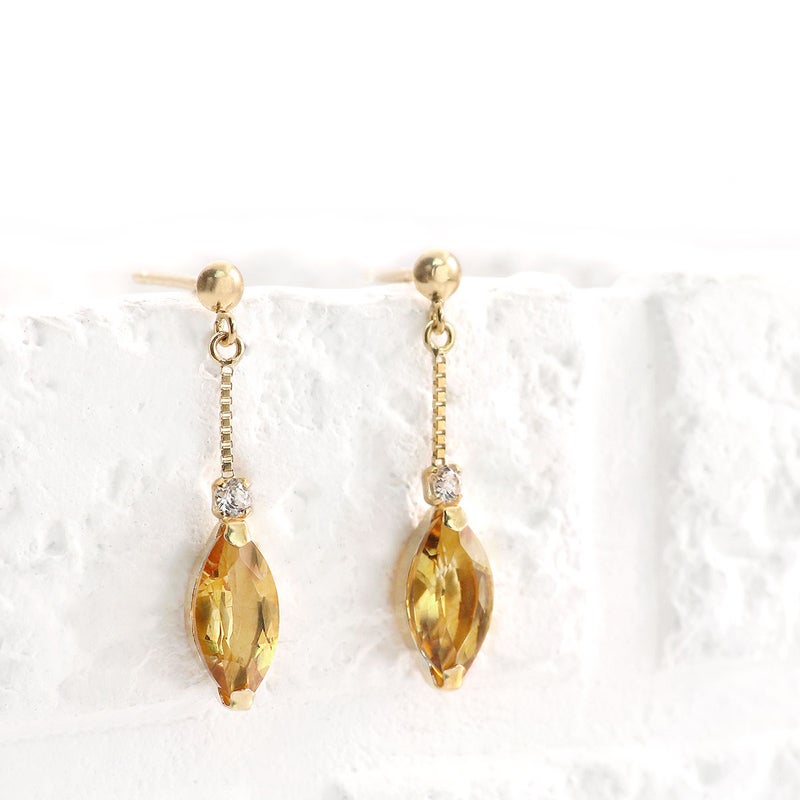 K18YG ホワイトトパーズ＆シトリン ピアス 11月誕生石_03