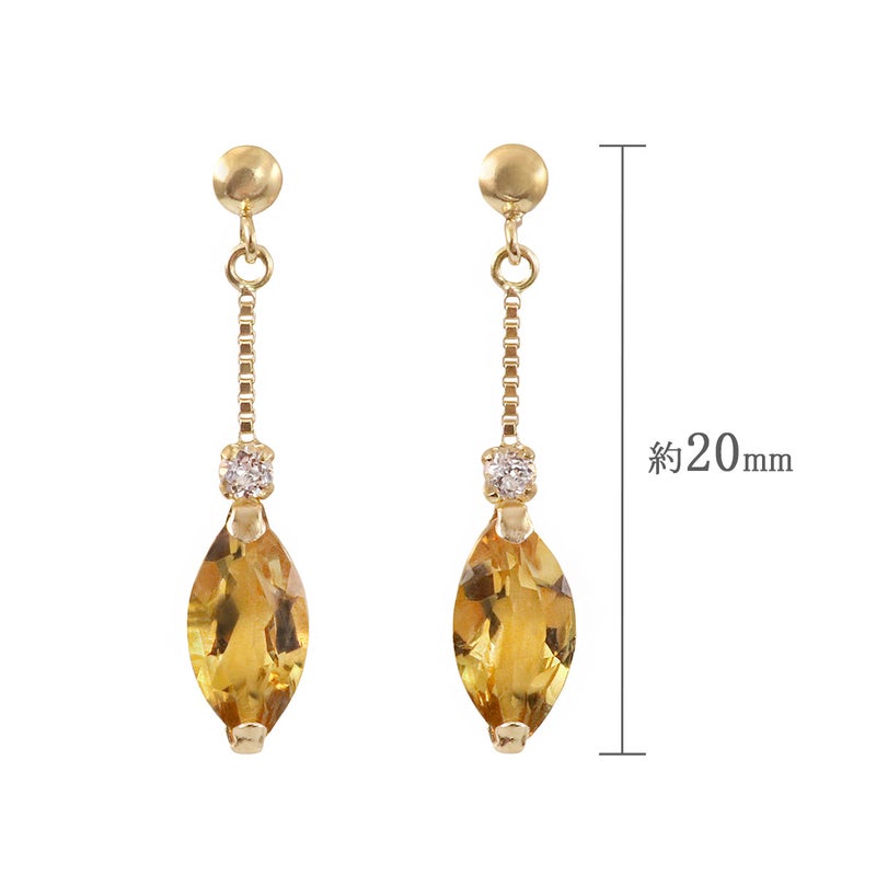 K18YG ホワイトトパーズ＆シトリン ピアス 11月誕生石_04
