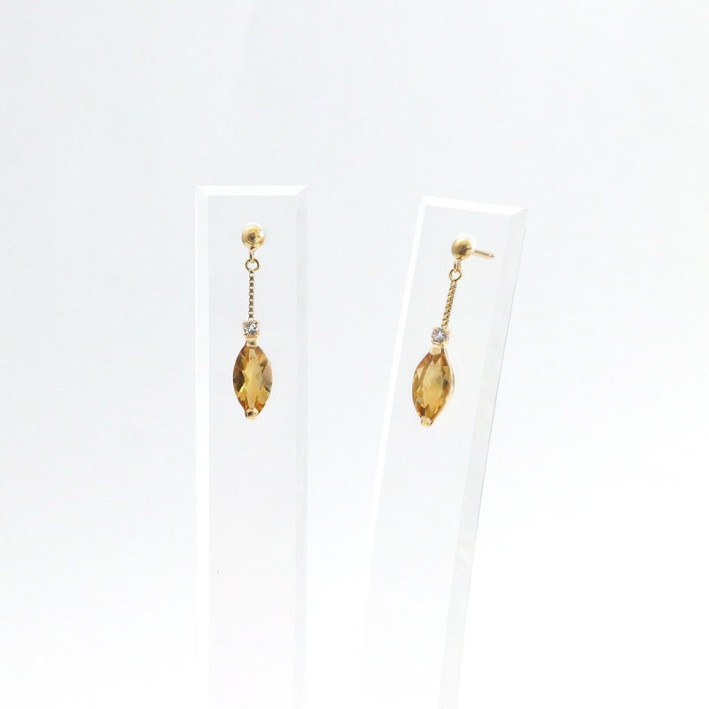 K18YG ホワイトトパーズ＆シトリン ピアス 11月誕生石_09