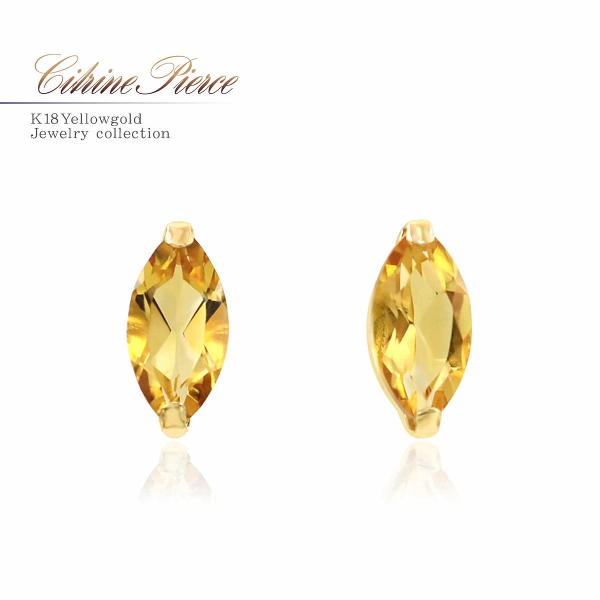 K18YG シトリン ピアス 11月誕生石_01