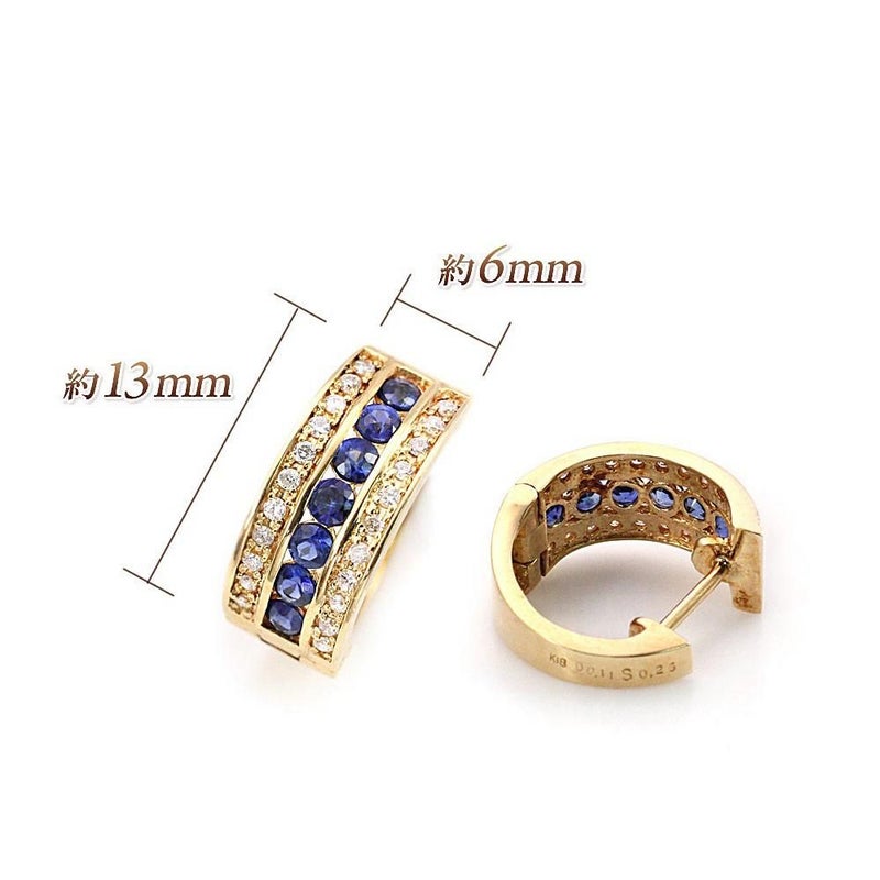 K18YG サファイア＆ダイヤモンド フープピアス  9月誕生石_04