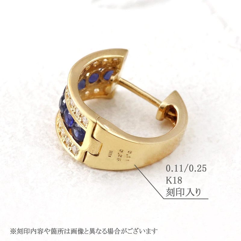 K18YG サファイア＆ダイヤモンド フープピアス  9月誕生石_05