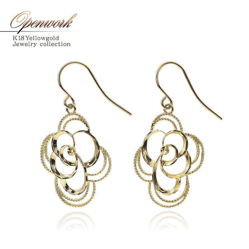 K18YG フラワー フックピアス_01