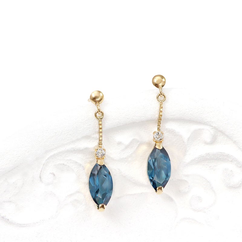 K18YG ホワイトトパーズ＆ロンドンブルートパーズ ピアス 11月誕生石_03