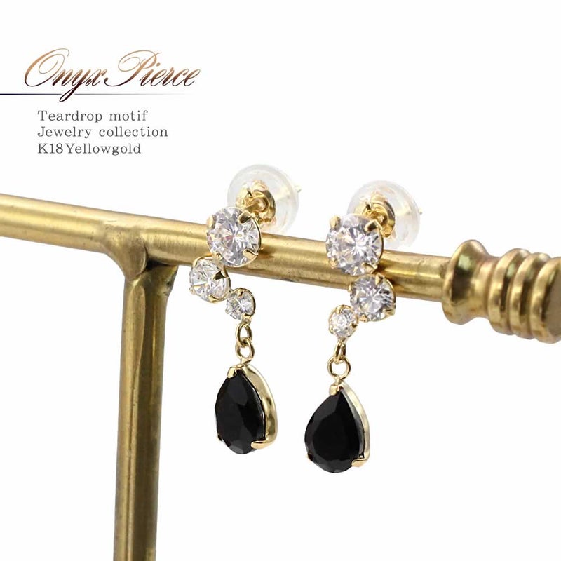 K18YG オニキス ピアス_01