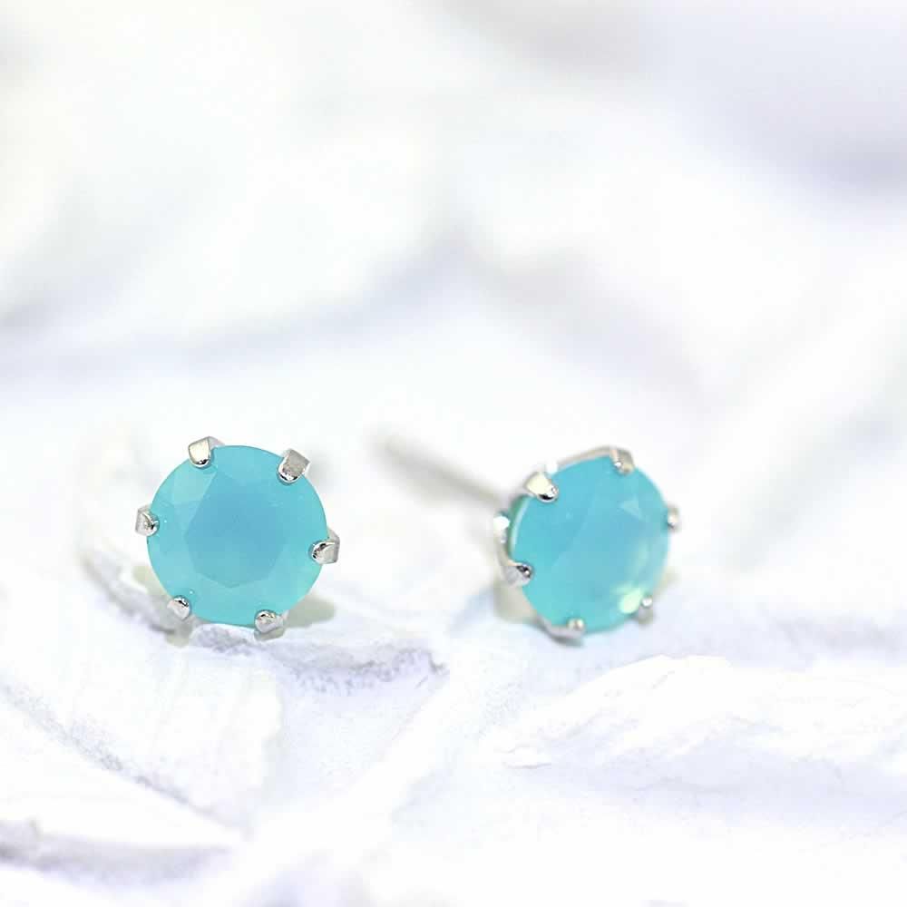 K18WG シーブルーカルセドニー ピアス | Jewelry ROLA（ジュエリーローラ）