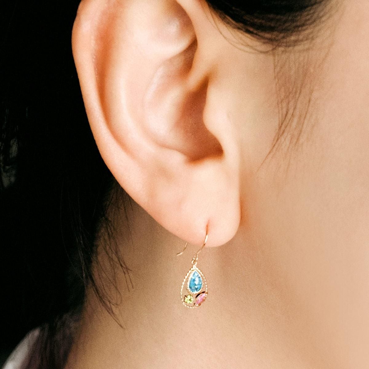 K18YG ブルートパーズ&ピンクトルマリン&ペリドット ピアス_04