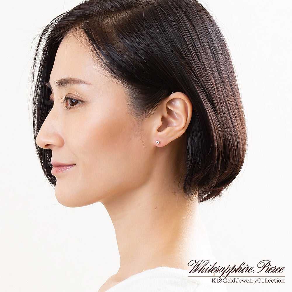 K18YG ホワイトサファイア ピアス 9月 誕生石_09