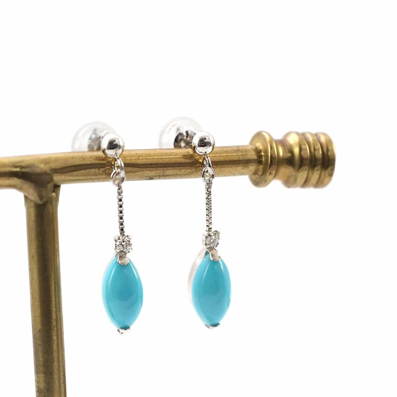 K18WG ターコイズ＆ダイヤモンド ピアス_02