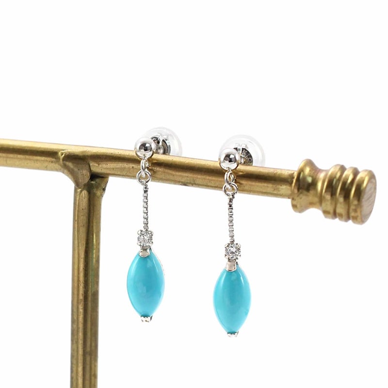 K18WG ターコイズ＆ダイヤモンド ピアス_09